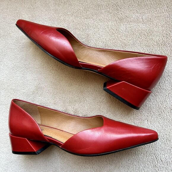 Sarto by Franco Sarto Monana Red Leather Slip On Flat Low Block Heel Women’s 6 M - Picture 12 of 16
